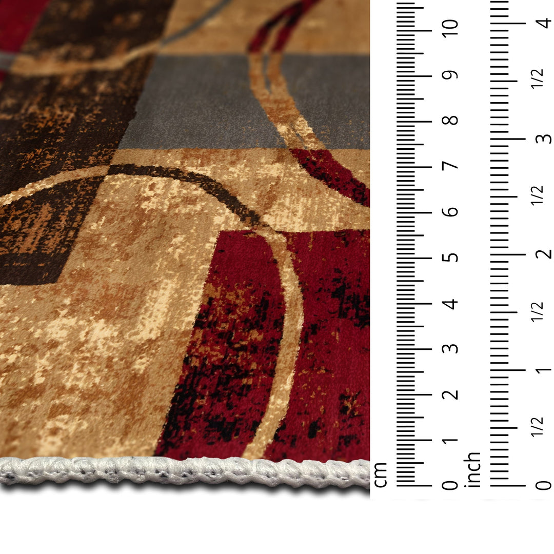 Modern Abstract Gold And brown Machine Washable Cotton Rug - The Rug Decor