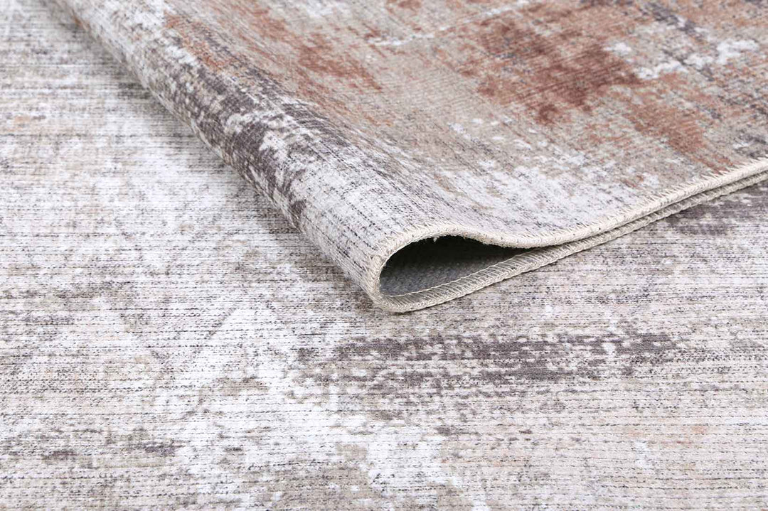 Modern Abstract Gray And Beige Machine Washable Rug - The Rug Decor