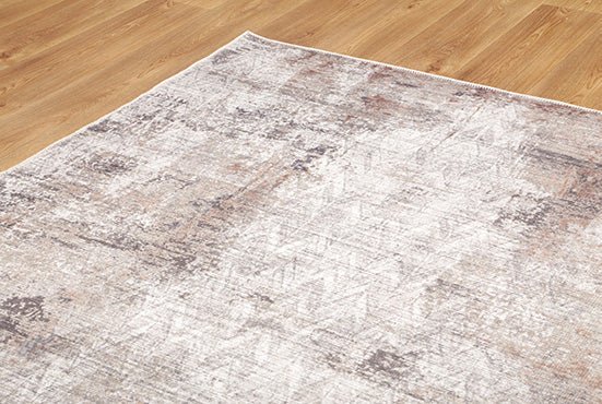 Modern Abstract Gray And Beige Machine Washable Rug - The Rug Decor