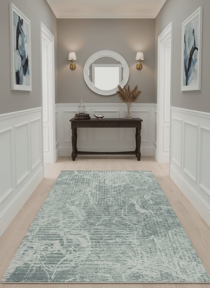 Modern Abstract Gray and Ivory 5x8 Hand loom wool and Viscose Area Rug - The Rug Decor