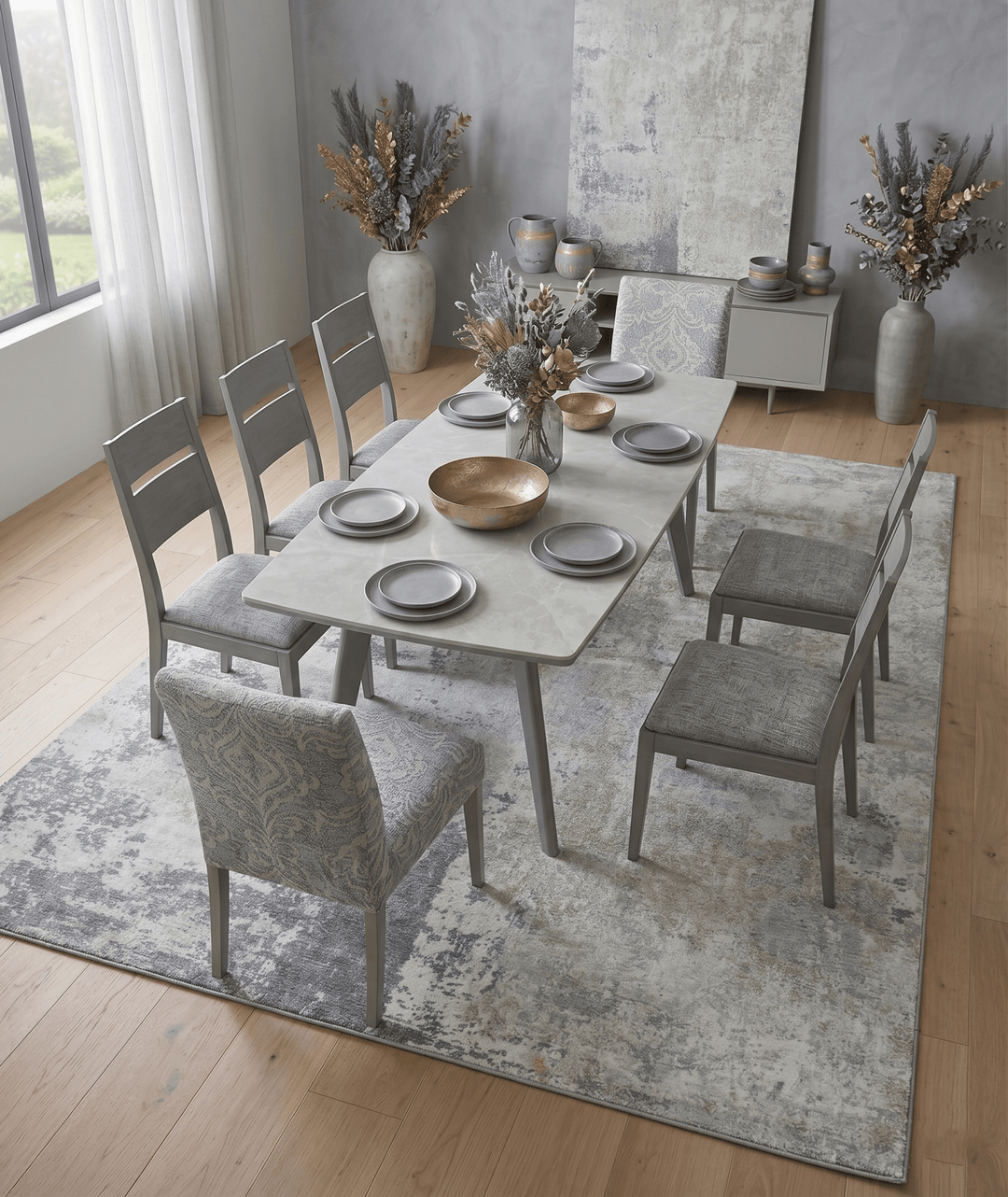 Modern Abstract Gray and Ivory Hand Loom Viscose 8x10 Area Rug - The Rug Decor