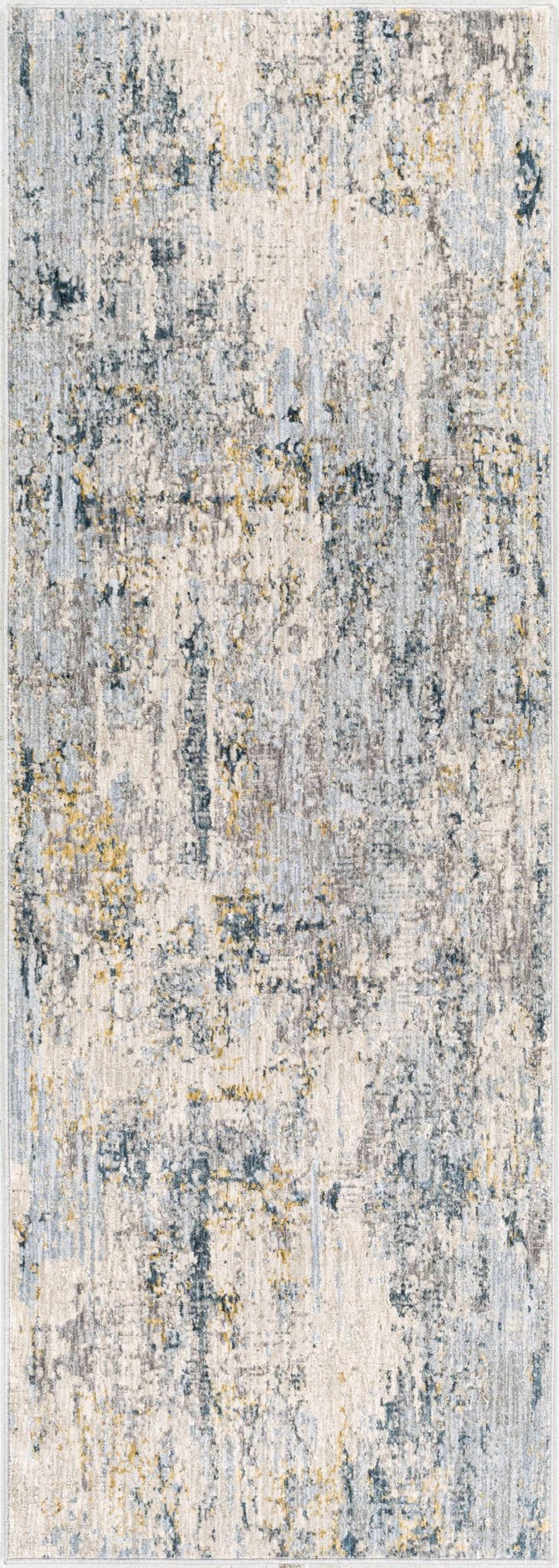 Modern Abstract Gray And Ivory Machine Woven Rug - The Rug Decor