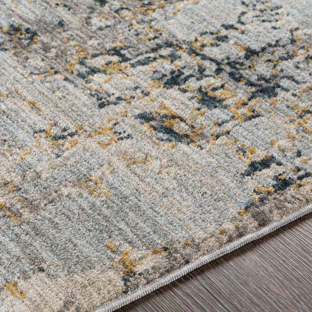 Modern Abstract Gray And Ivory Machine Woven Rug - The Rug Decor