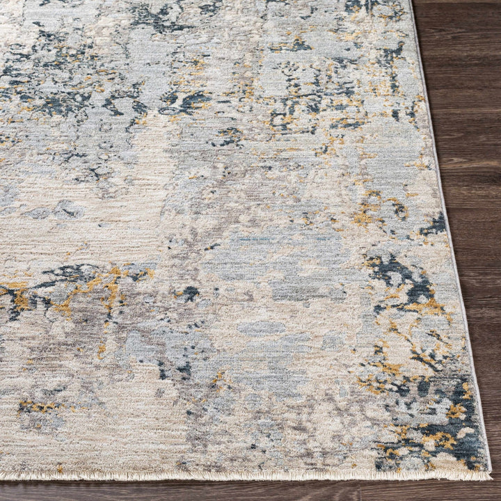 Modern Abstract Gray And Ivory Machine Woven Rug - The Rug Decor