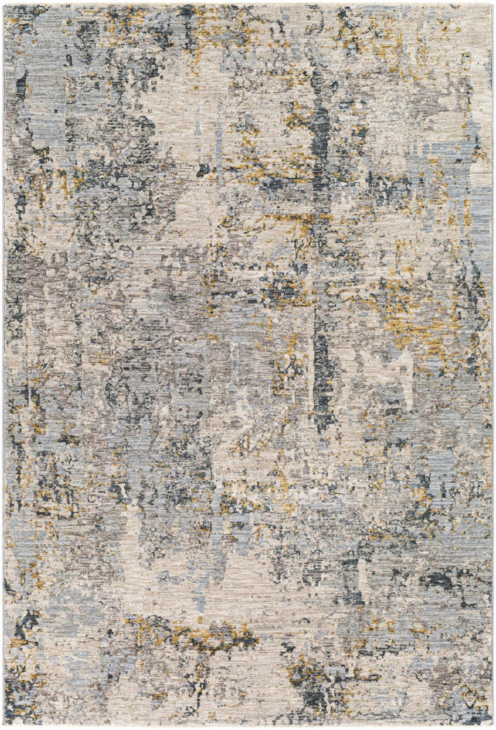Modern Abstract Gray And Ivory Machine Woven Rug - The Rug Decor