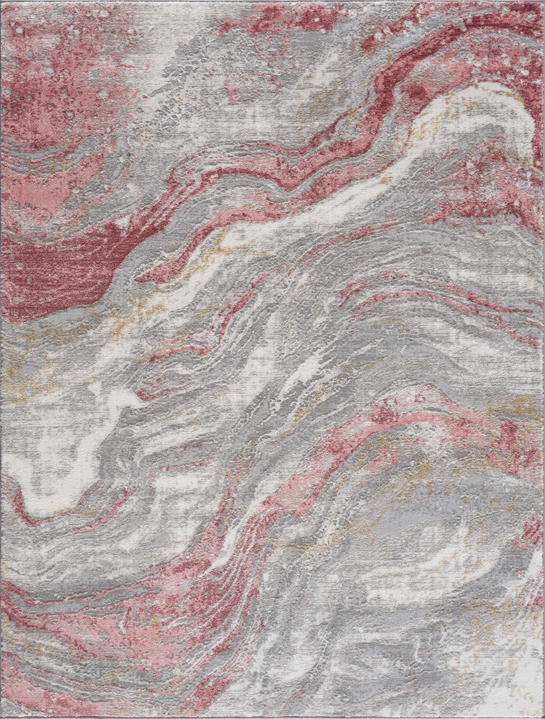 Modern Abstract Gray, Ivory and Maroon Multi Size Area Rug - The Rug Decor