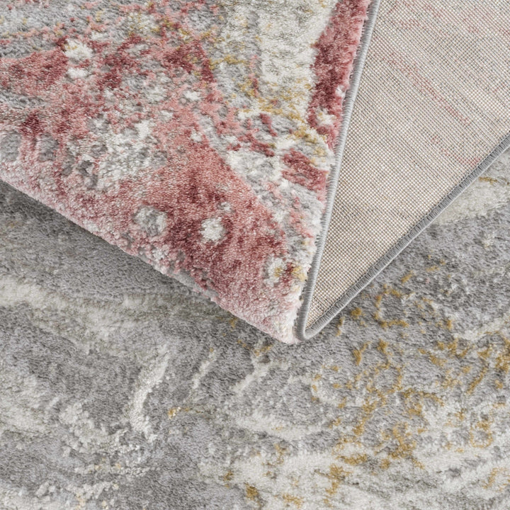 Modern Abstract Gray, Ivory and Maroon Multi Size Area Rug - The Rug Decor