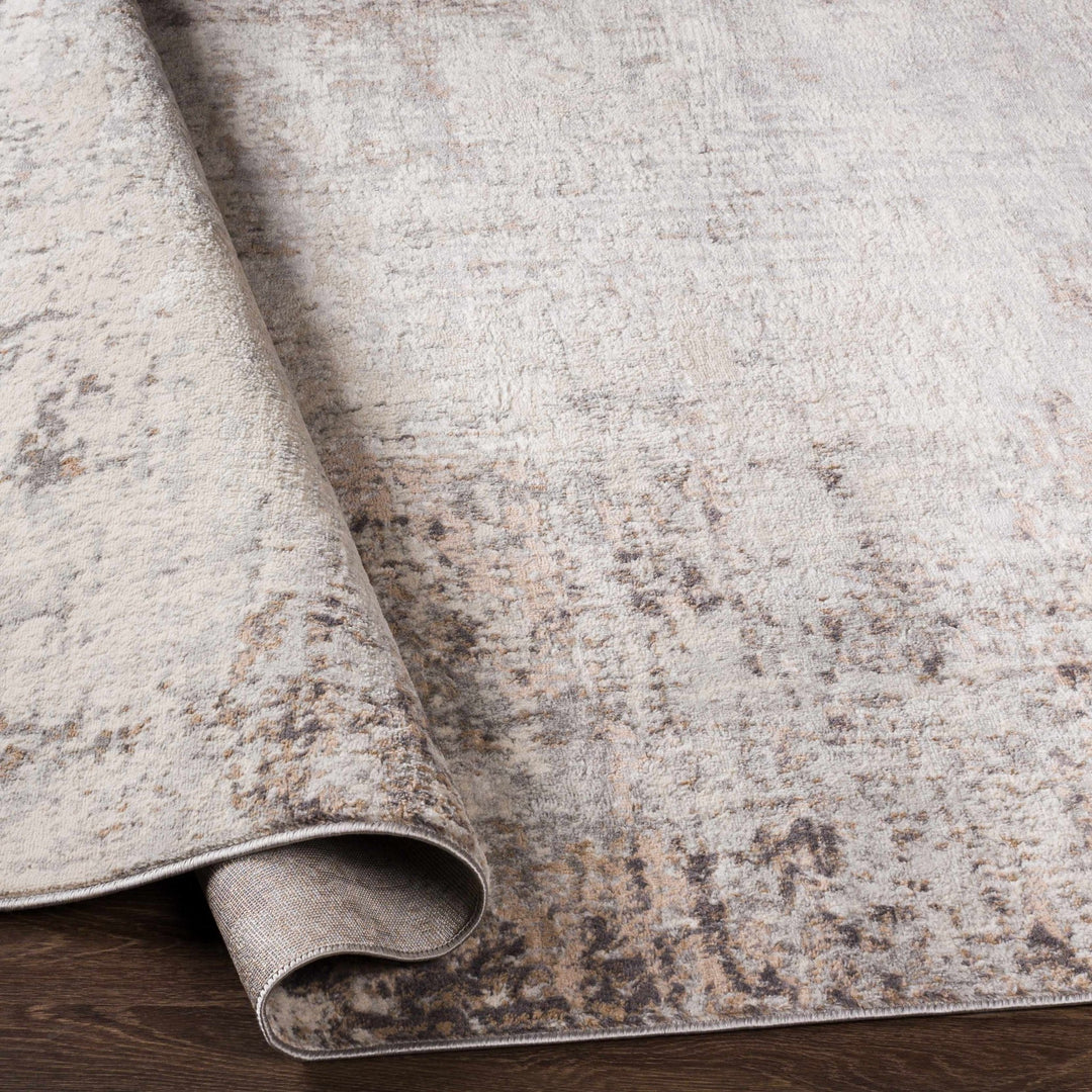 Modern Abstract Gray, Ivory and Peach Multi size Area Rug - The Rug Decor