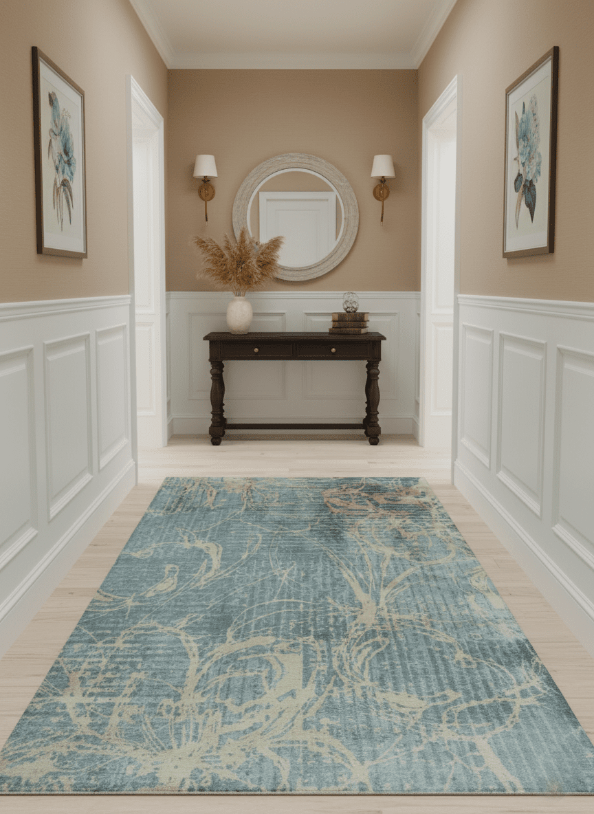 Modern Abstract Gray, Olive and Beige 5x8 Hand loom Viscose Area Rug - The Rug Decor