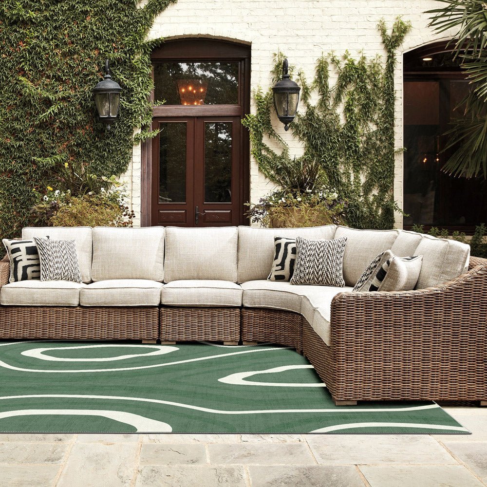 Modern Abstract Green Machine Washable Cotton Area Rug - The Rug Decor