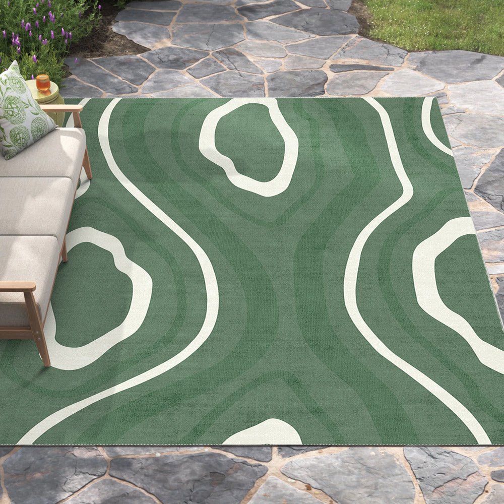 Modern Abstract Green Machine Washable Cotton Area Rug - The Rug Decor