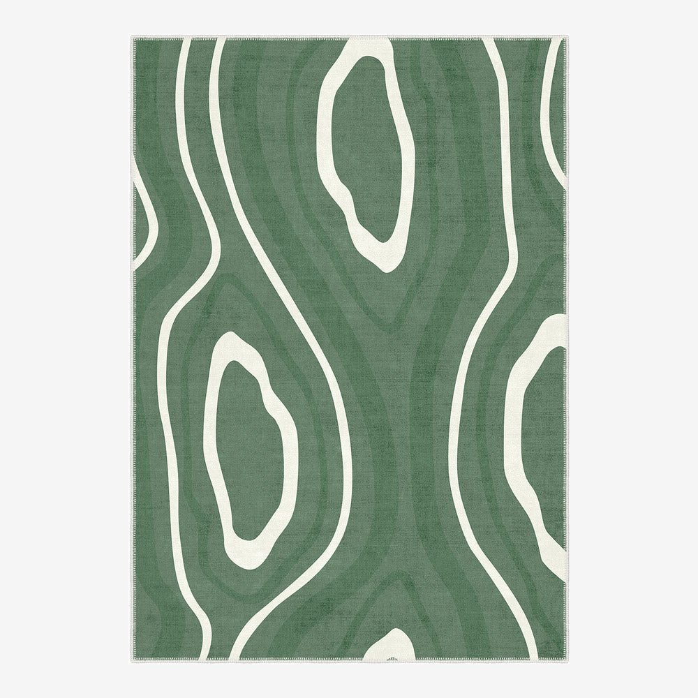 Modern Abstract Green Machine Washable Cotton Area Rug - The Rug Decor