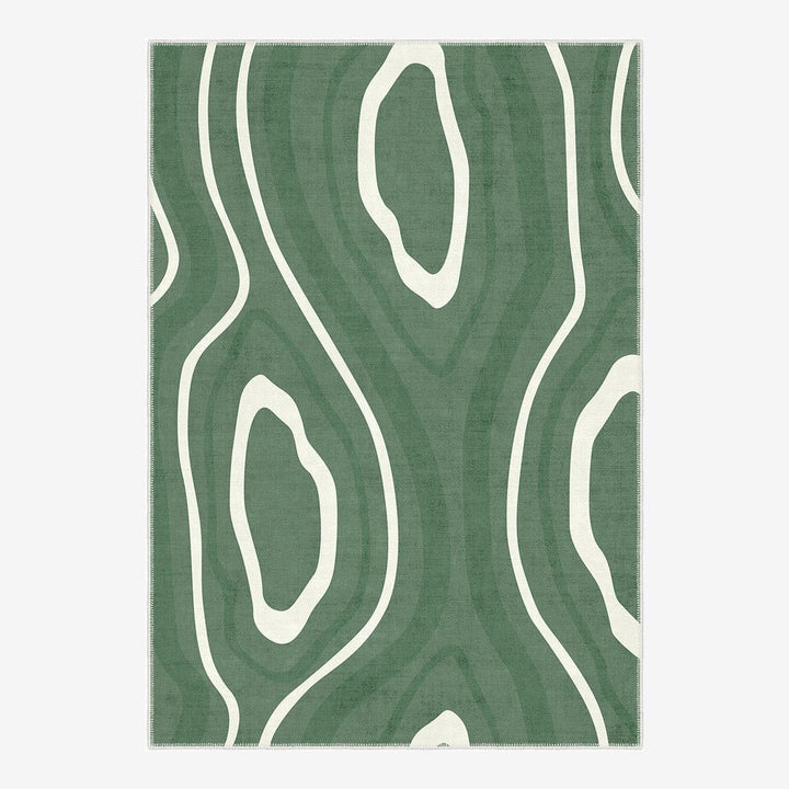 Modern Abstract Green Machine Washable Cotton Area Rug - The Rug Decor