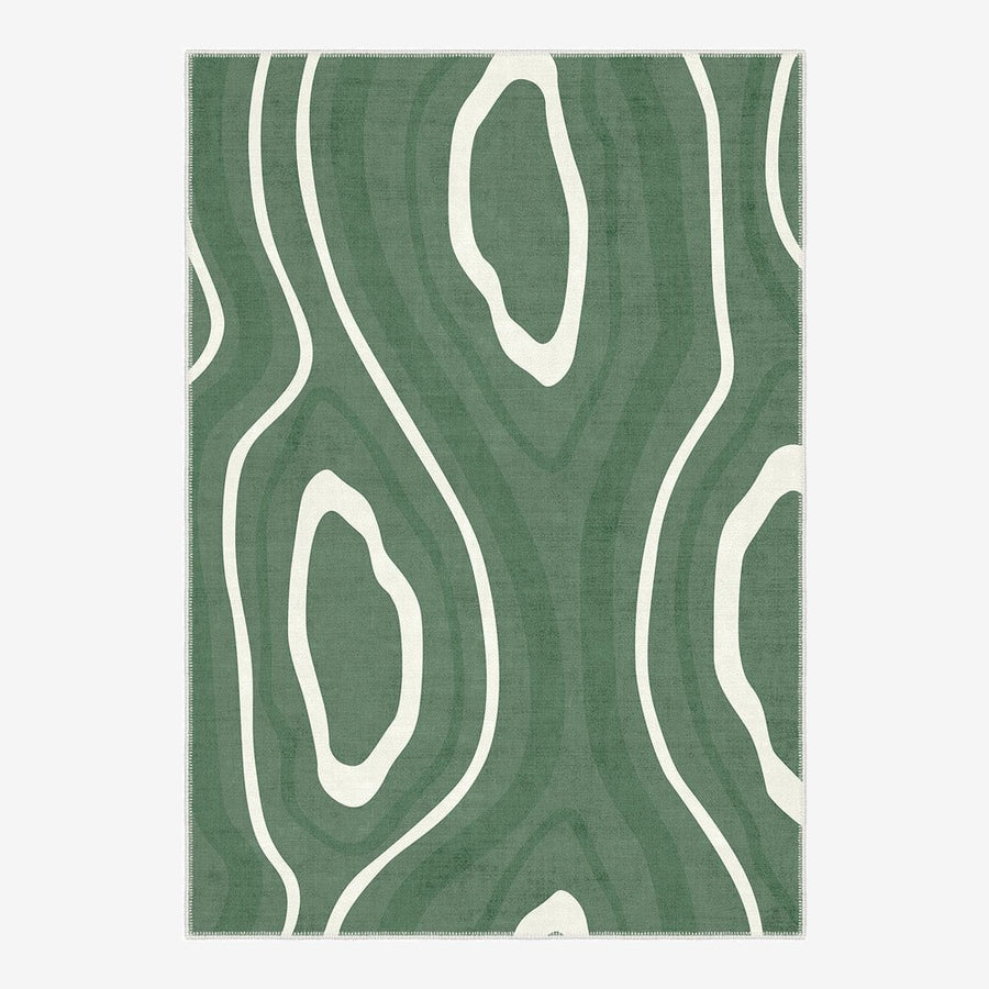 Modern Abstract Green Machine Washable Cotton Area Rug - The Rug Decor