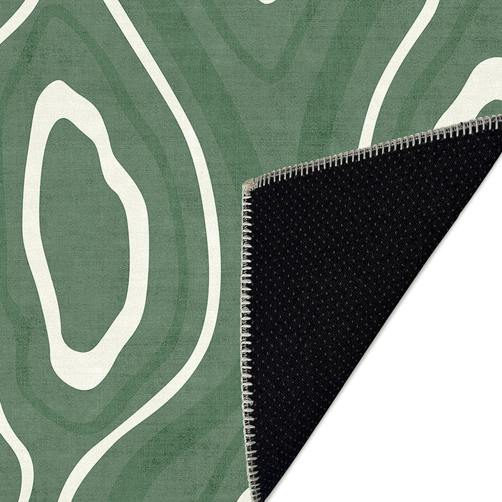 Modern Abstract Green Machine Washable Cotton Area Rug - The Rug Decor