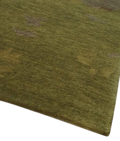 Modern Abstract Green, Olive, Charcoal and Brown Hand knotted 6x9 wool Area Rug - The Rug Decor