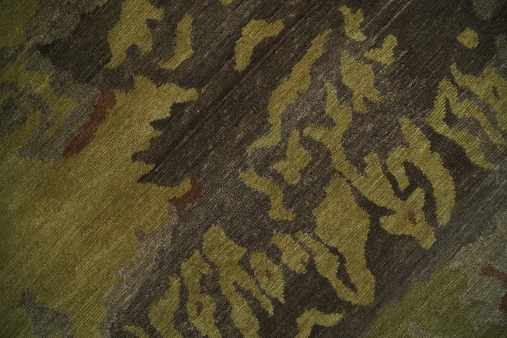 Modern Abstract Green, Olive, Charcoal and Brown Hand knotted 6x9 wool Area Rug - The Rug Decor