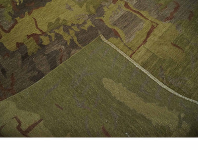 Modern Abstract Green, Olive, Charcoal and Brown Hand knotted 6x9 wool Area Rug - The Rug Decor