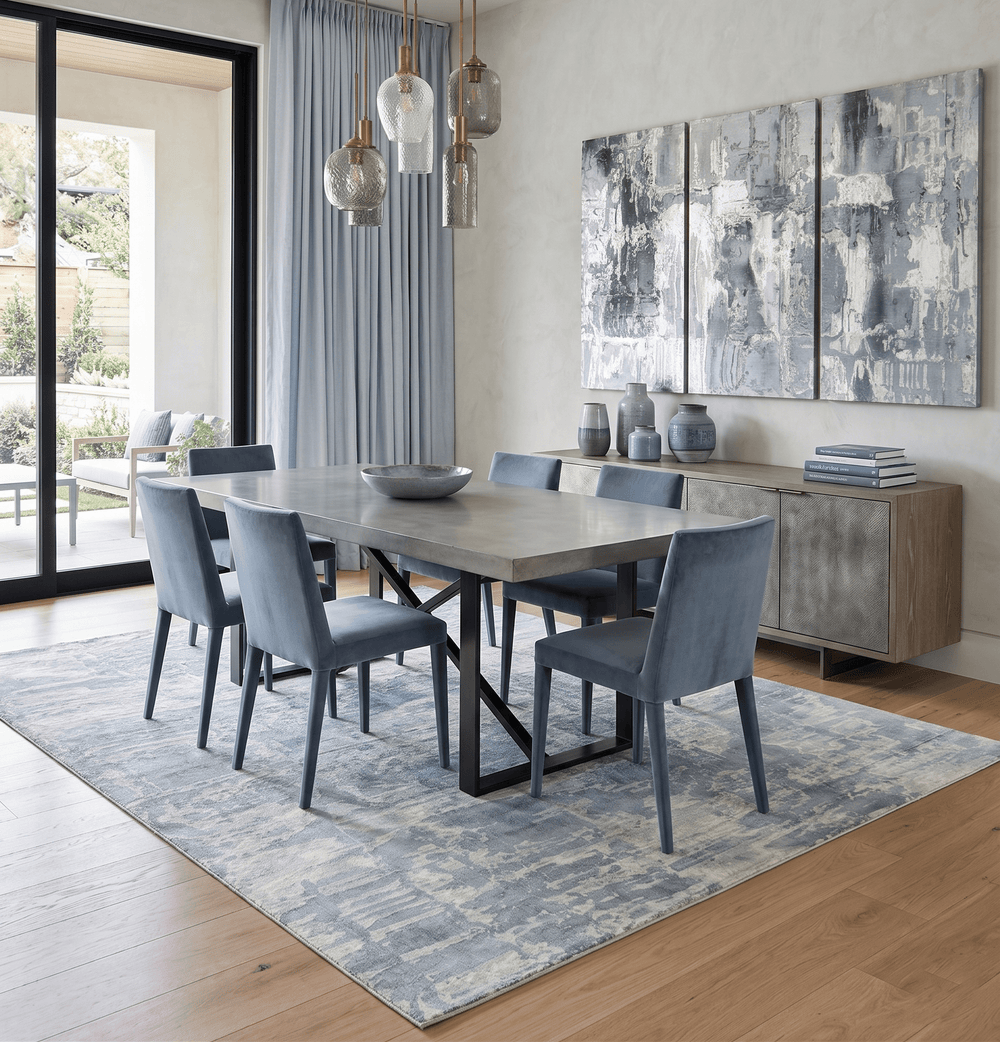 Modern Abstract Handmade 8x10 Beige and Gray Bamboo Silk Area Rug - The Rug Decor