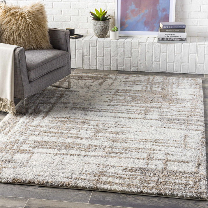Modern Abstract Ivory and Camel Contemporary area rug - The Rug Decor