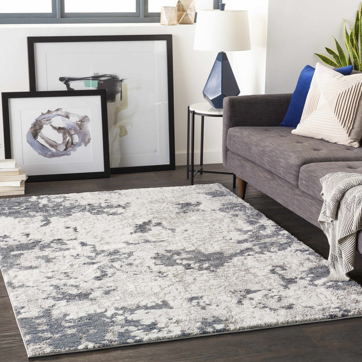 Modern Abstract Ivory and Charcoal Brick Design Multi Size Area Rug - The Rug Decor