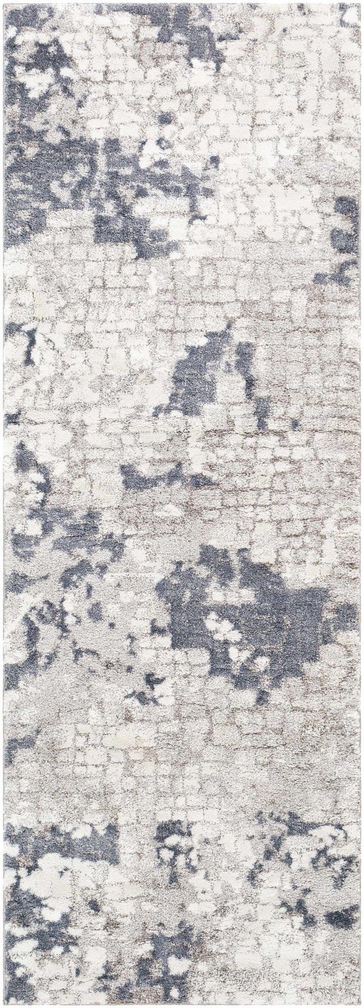 Modern Abstract Ivory and Charcoal Brick Design Multi Size Area Rug - The Rug Decor