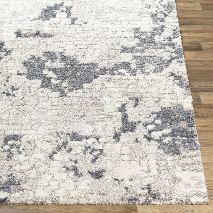 Modern Abstract Ivory and Charcoal Brick Design Multi Size Area Rug - The Rug Decor