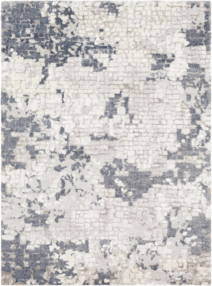 Modern Abstract Ivory and Charcoal Brick Design Multi Size Area Rug - The Rug Decor