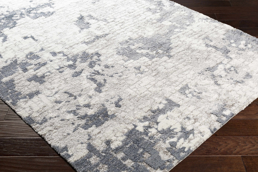 Modern Abstract Ivory and Charcoal Brick Design Multi Size Area Rug - The Rug Decor