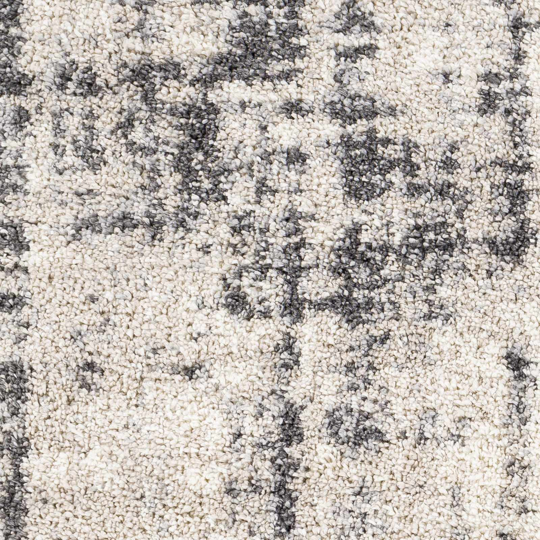Modern Abstract Ivory and Charcoal Plush Pile Area Rug - The Rug Decor