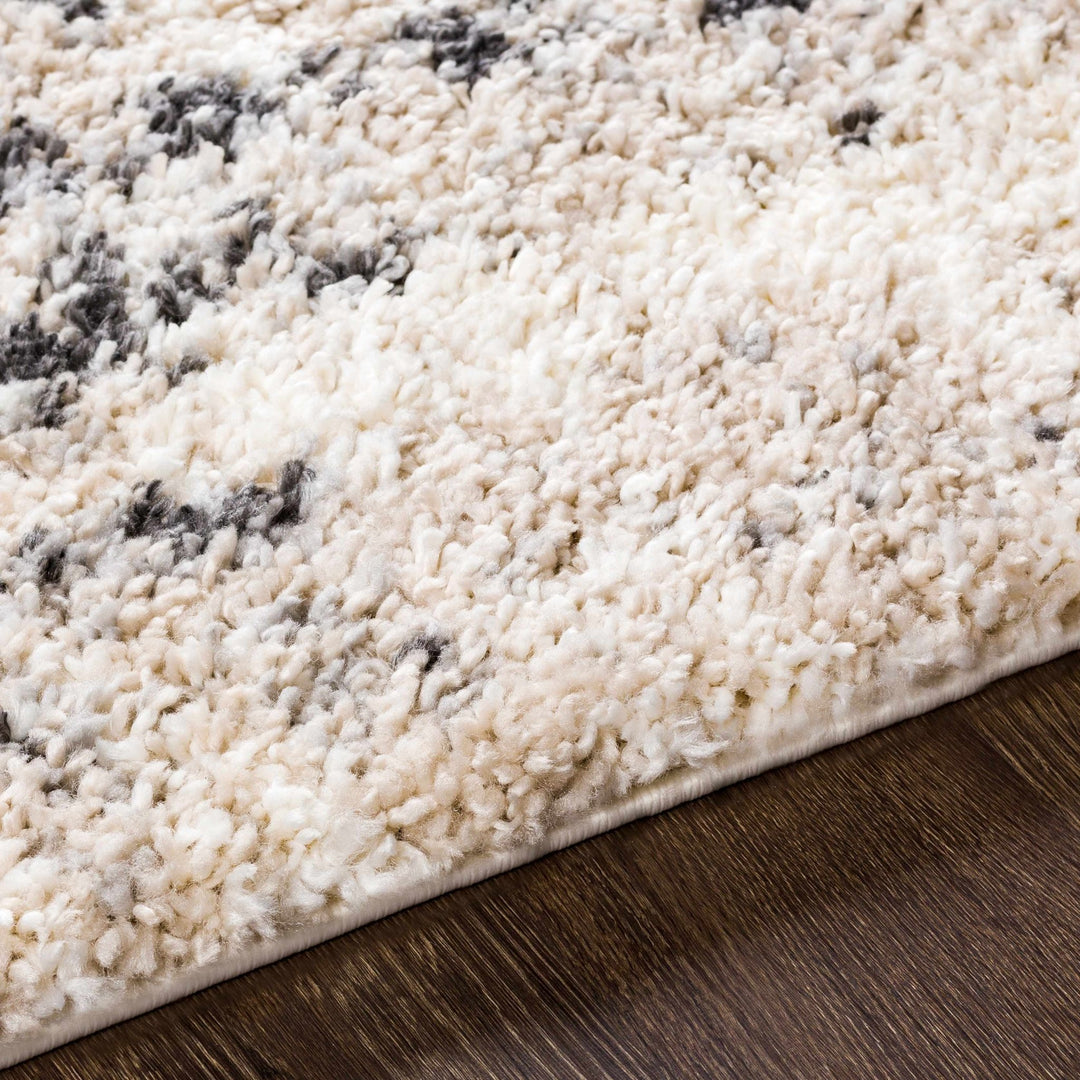 Modern Abstract Ivory and Charcoal Plush Pile Area Rug - The Rug Decor