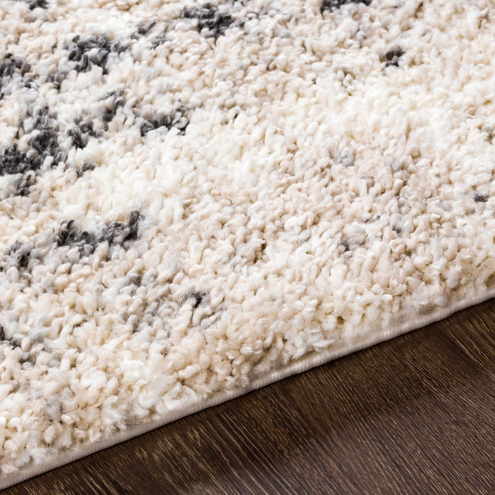 Modern Abstract Ivory and Charcoal Plush Pile Area Rug - The Rug Decor