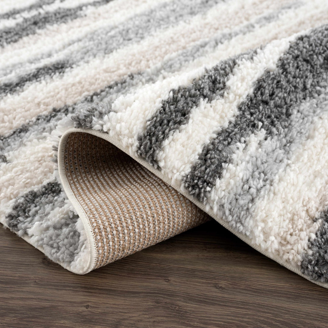 Modern Abstract Ivory, Beige, Gray and Black Plush pile Area Rug - The Rug Decor