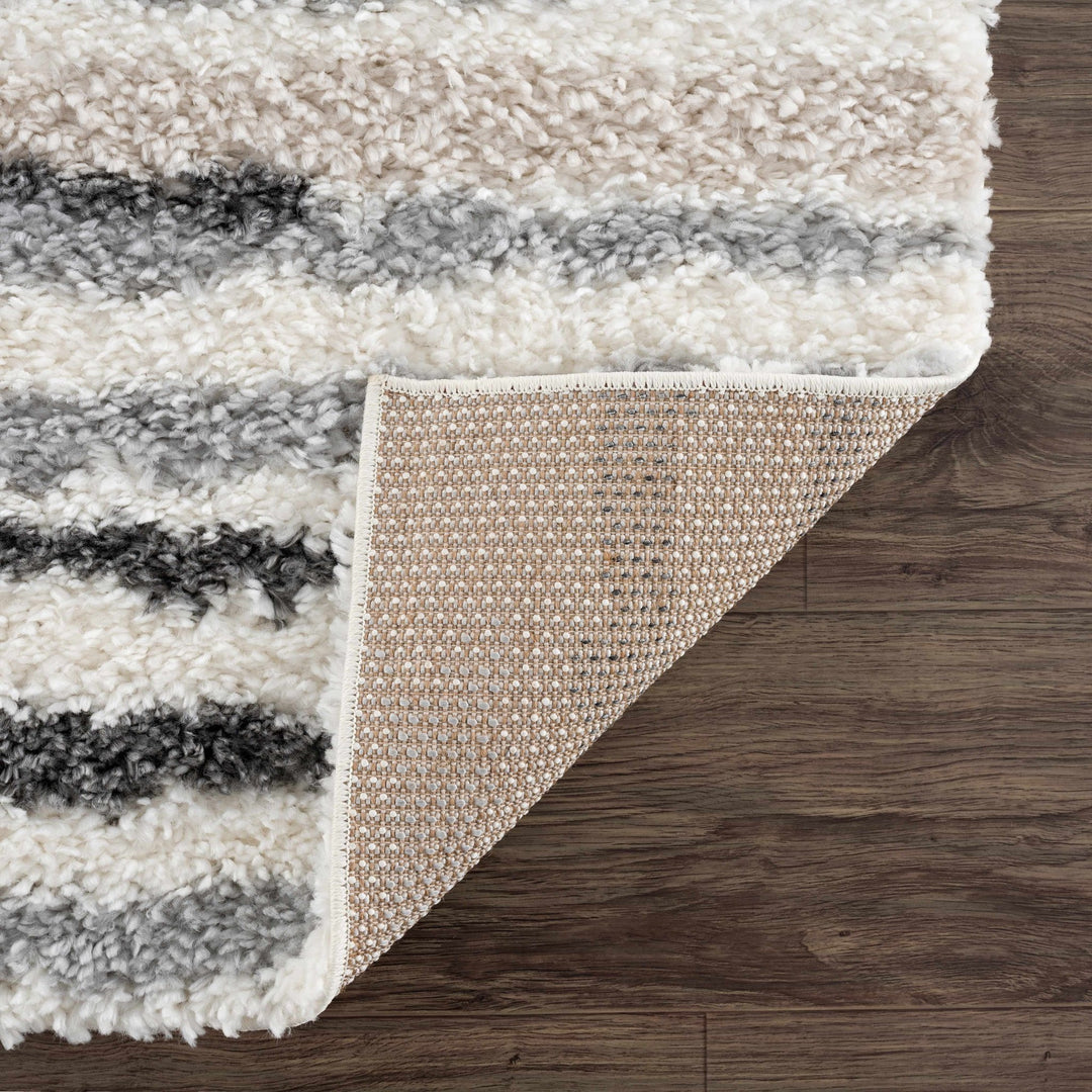 Modern Abstract Ivory, Beige, Gray and Black Plush pile Area Rug - The Rug Decor