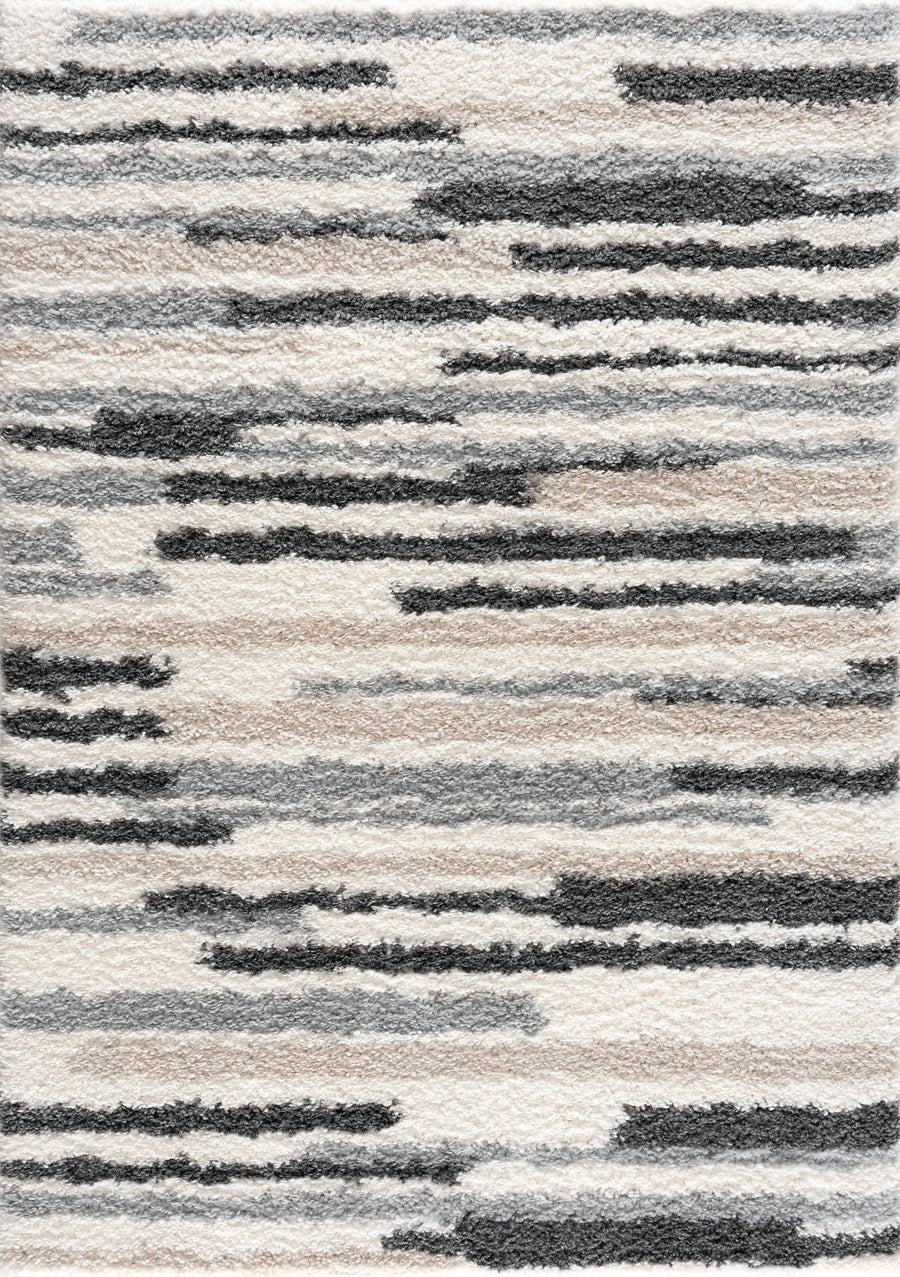 Modern Abstract Ivory, Beige, Gray and Black Plush pile Area Rug - The Rug Decor