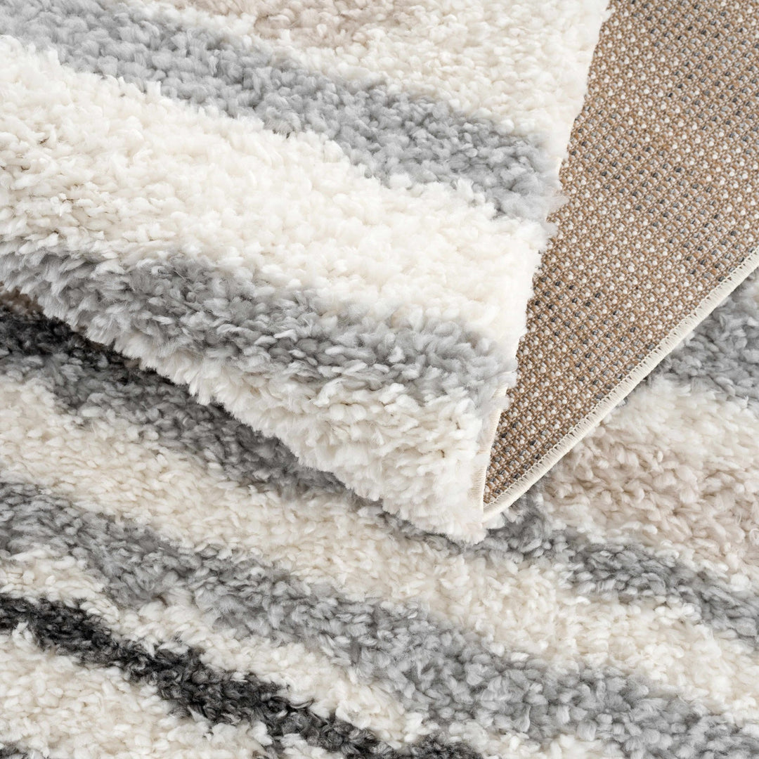 Modern Abstract Ivory, Beige, Gray and Black Plush pile Area Rug - The Rug Decor