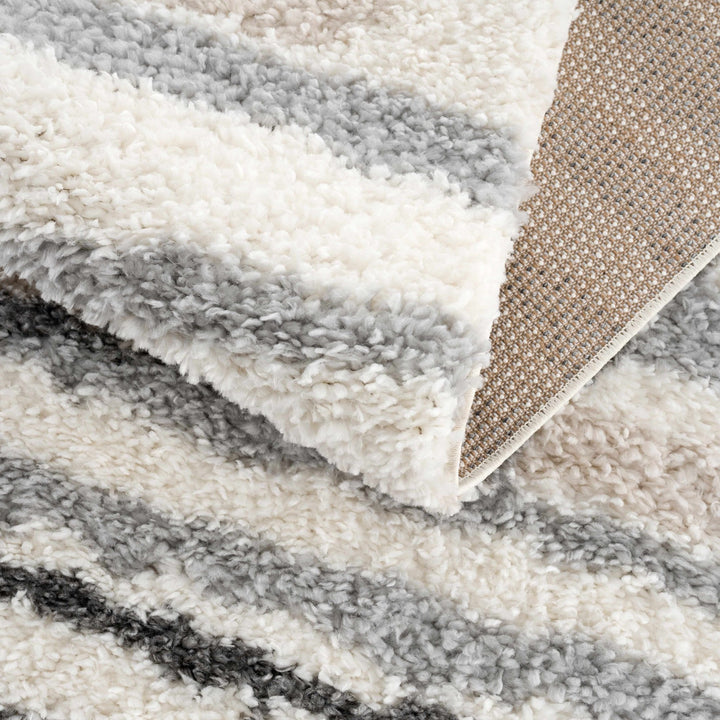 Modern Abstract Ivory, Beige, Gray and Black Plush pile Area Rug - The Rug Decor
