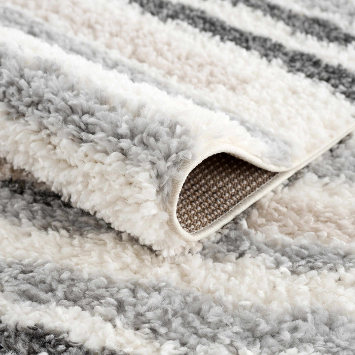 Modern Abstract Ivory, Beige, Gray and Black Plush pile Area Rug - The Rug Decor