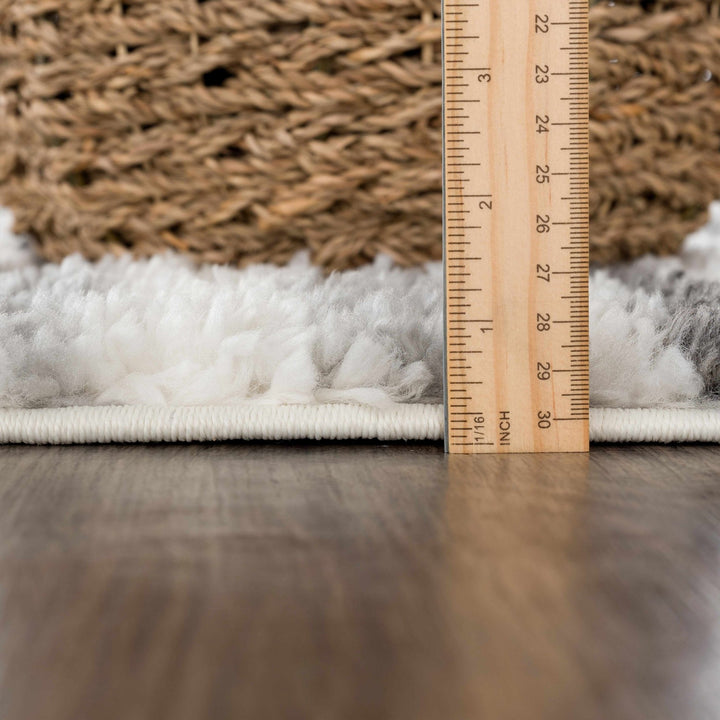 Modern Abstract Ivory, Beige, Gray and Black Plush pile Area Rug - The Rug Decor