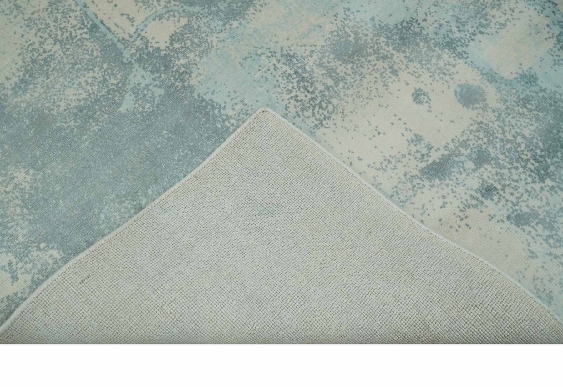 Modern Abstract Light Blue, Beige and Gray 5x8 wool and Viscose Rug ...