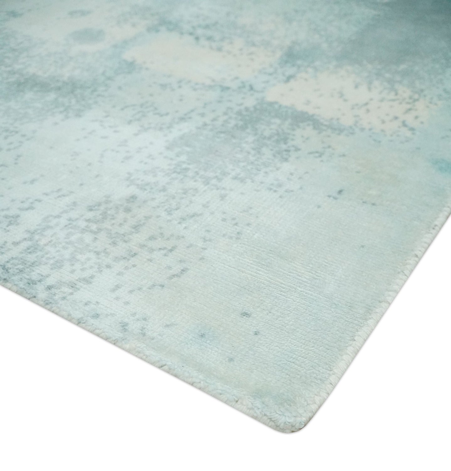 Modern Abstract Light Blue, Beige and Gray Hand loom 5x8 wool and Viscose Area Rug - The Rug Decor