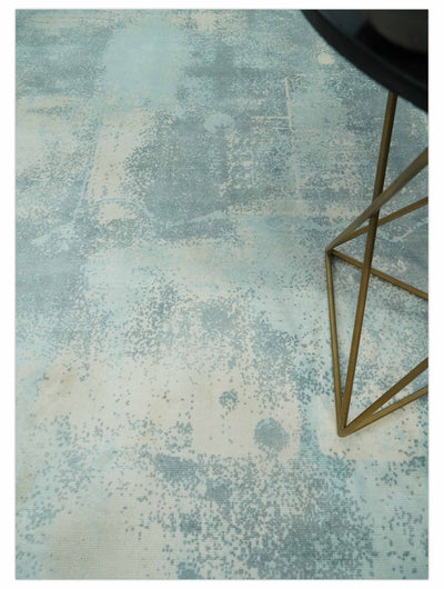 Modern Abstract Light Blue, Beige and Gray Hand loom 5x8 wool and Viscose Area Rug - The Rug Decor