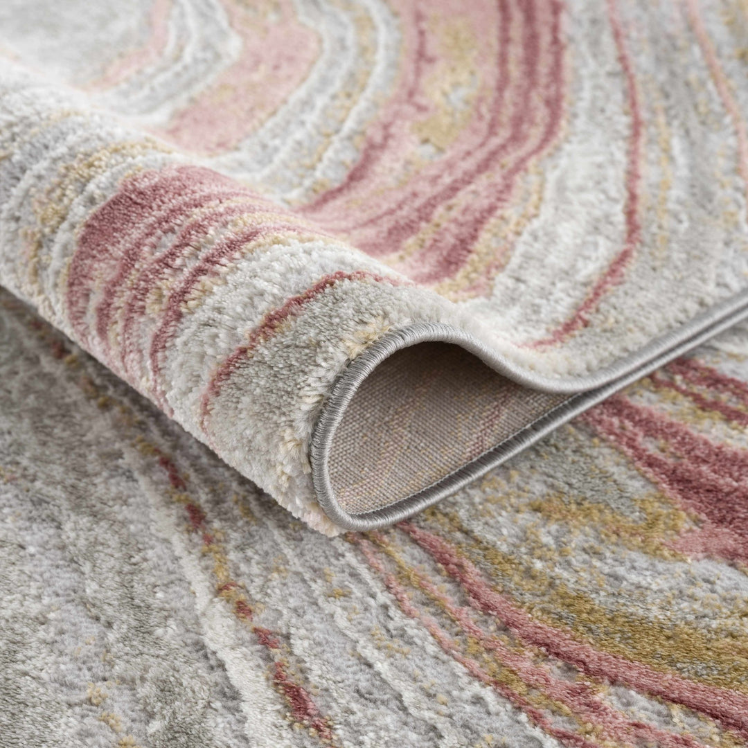 Modern Abstract Marble Design Gray, Ivory and Peach Area Rug - The Rug Decor