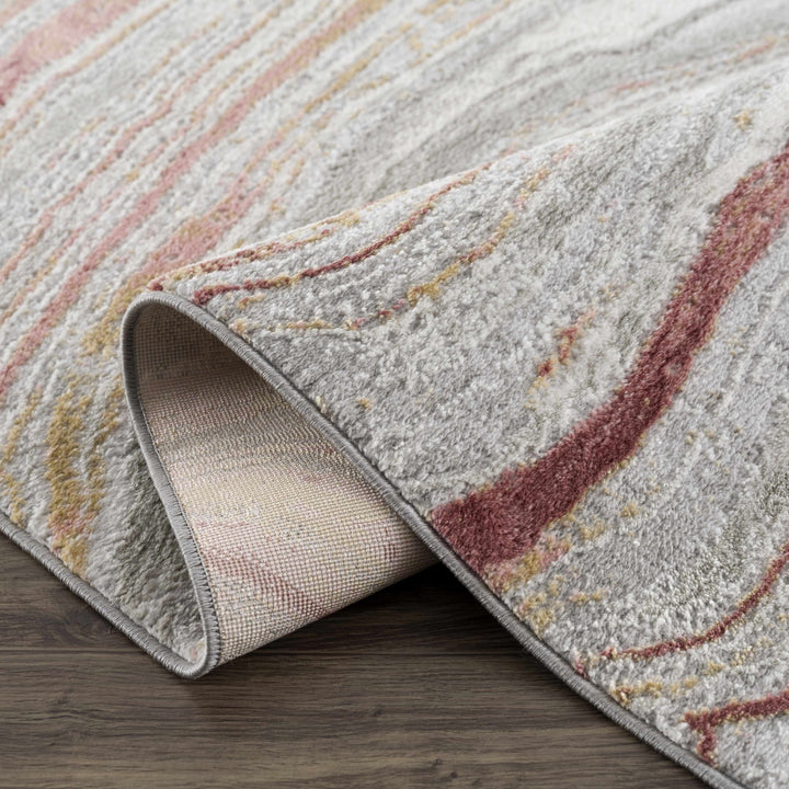 Modern Abstract Marble Design Gray, Ivory and Peach Area Rug - The Rug Decor