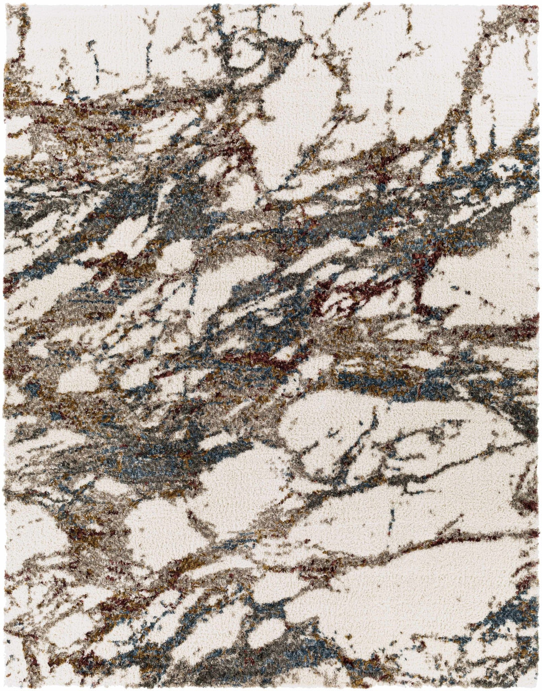 Modern Abstract Marble Design Ivory, Blue and Brown Moroccan Style Area rug - The Rug Decor