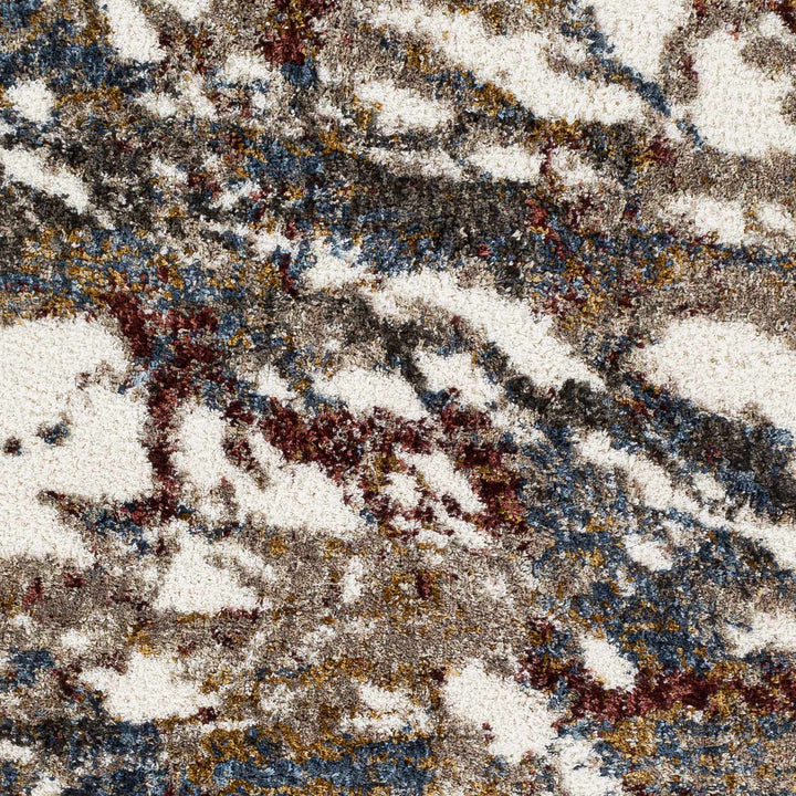 Modern Abstract Marble Design Ivory, Blue and Brown Moroccan Style Area rug - The Rug Decor