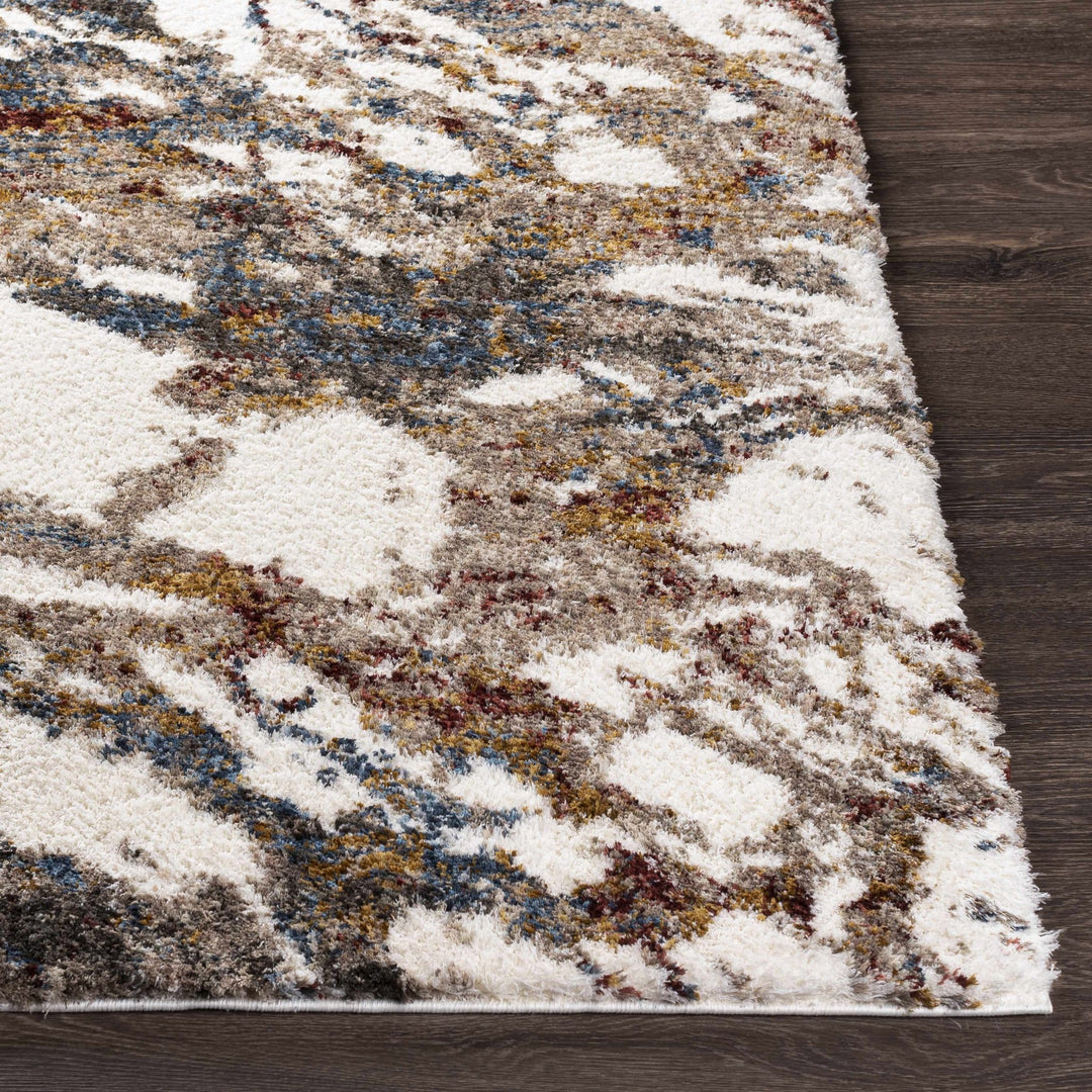 Modern Abstract Marble Design Ivory, Blue and Brown Moroccan Style Area rug - The Rug Decor