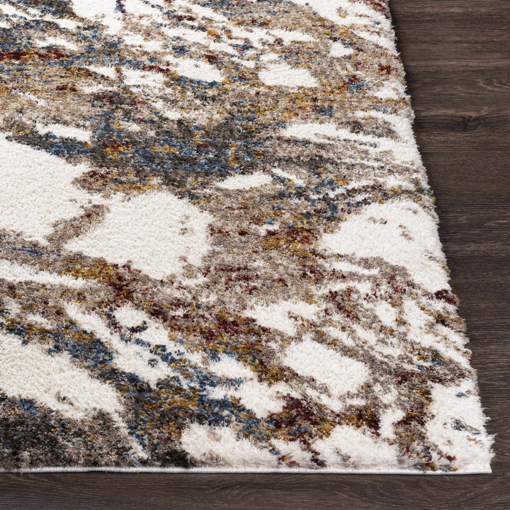 Modern Abstract Marble Design Ivory, Blue and Brown Moroccan Style Area rug - The Rug Decor