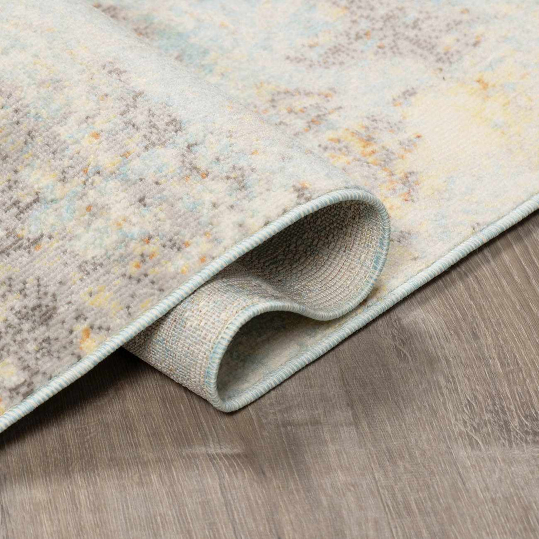 Modern Abstract Mecosta Blue And Rust Machine Woven Outdoor Area Rug - The Rug Decor