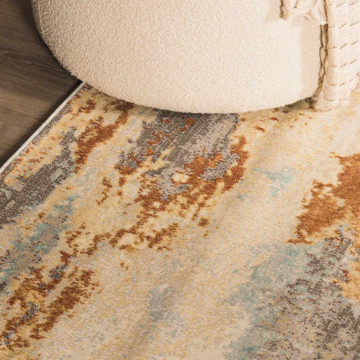Modern Abstract Mecosta Blue And Rust Machine Woven Outdoor Area Rug - The Rug Decor